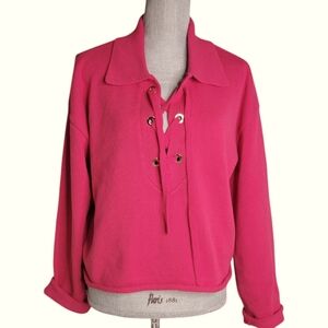 Marled Reunited Clothing Women's Knit Collared V-Neck Pullover Sweater Coral L